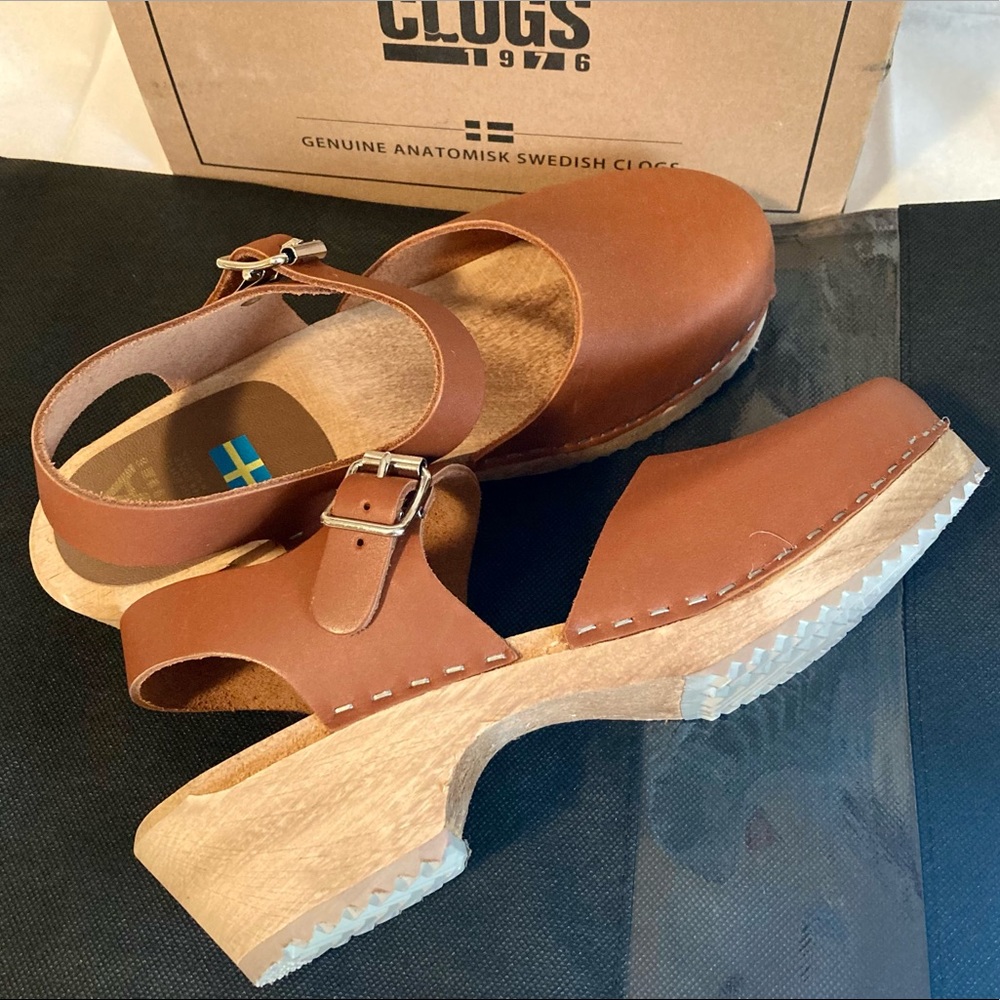 MIA Cognac Brown Leather Clog Mules - Picture 7 of 15